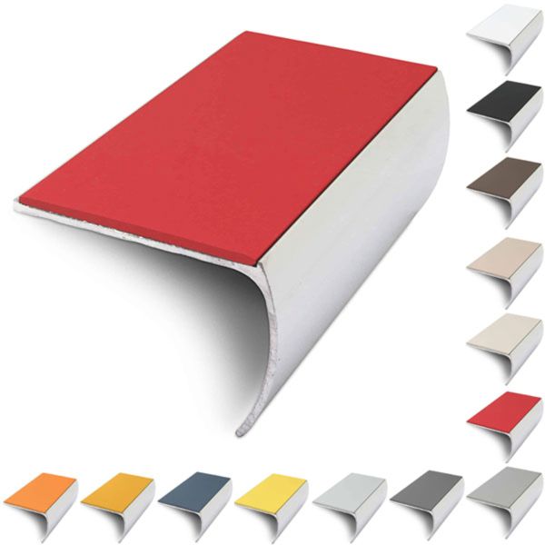 Bullnose Aluminium 57mm x 40mm Stair Nosing Edge Trim With PVC Insert