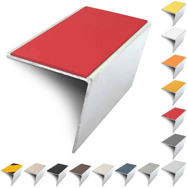 Rakeback Anti Slip 57mm x 55mm Aluminium Stair Nosing Edge Trim With PVC Insert