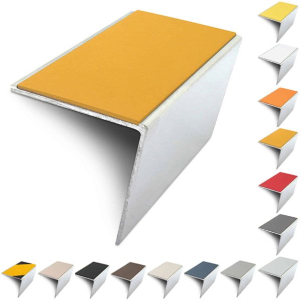 Rakeback Anti Slip 57mm x 55mm Aluminium Stair Nosing Edge Trim With PVC Insert