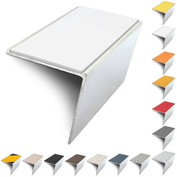 Rakeback Anti Slip 57mm x 55mm Aluminium Stair Nosing Edge Trim With PVC Insert