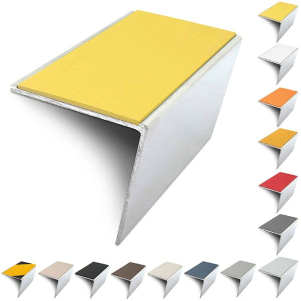 Rakeback Anti Slip 57mm x 55mm Aluminium Stair Nosing Edge Trim With PVC Insert