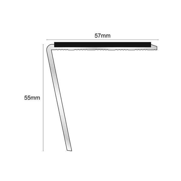 Rakeback Anti Slip 57mm x 55mm Aluminium Stair Nosing Edge Trim With PVC Insert