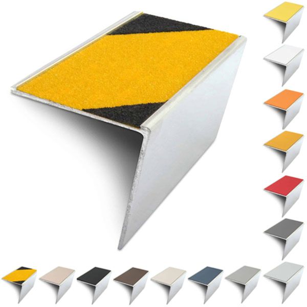 Rakeback Anti Slip 57mm x 55mm Aluminium Stair Nosing Edge Trim With PVC Insert