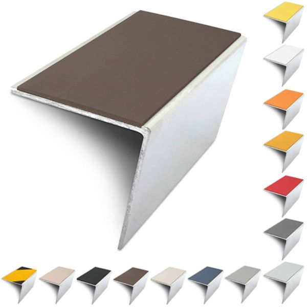 Rakeback Anti Slip 57mm x 55mm Aluminium Stair Nosing Edge Trim With PVC Insert
