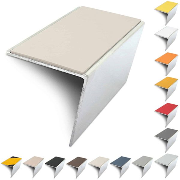 Rakeback Anti Slip 57mm x 55mm Aluminium Stair Nosing Edge Trim With PVC Insert