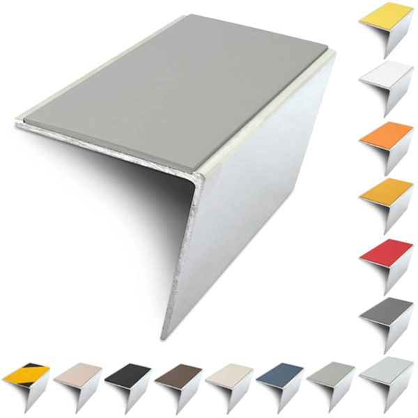 Rakeback Anti Slip 57mm x 55mm Aluminium Stair Nosing Edge Trim With PVC Insert