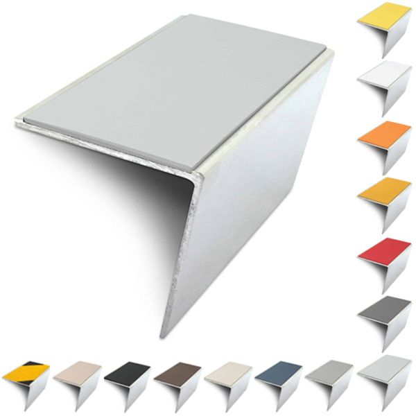 Rakeback Anti Slip 57mm x 55mm Aluminium Stair Nosing Edge Trim With PVC Insert