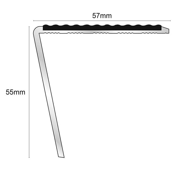 Rakeback Tredsafe Stair Nosing 57mm x 55mm Edge Trim With PVC Insert DDA Compliant