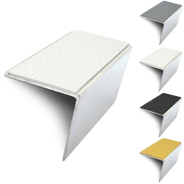 Rakeback Tredsafe Stair Nosing 57mm x 55mm Edge Trim With PVC Insert DDA Compliant