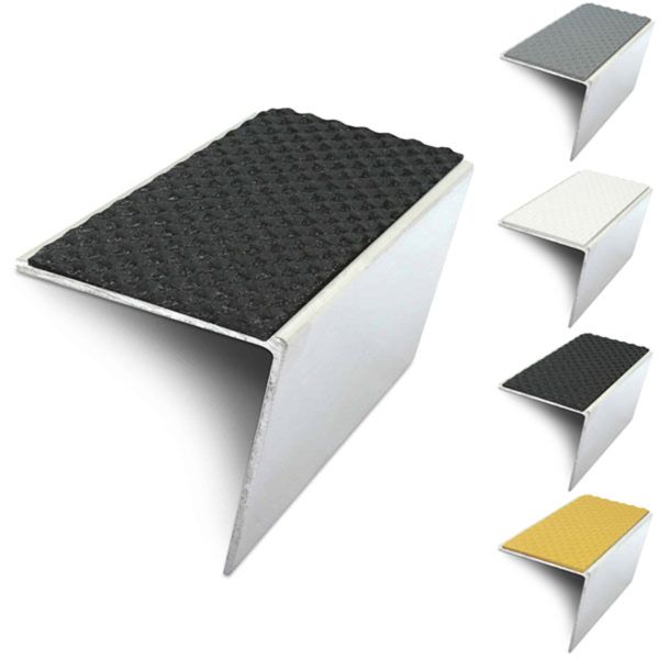 Rakeback Tredsafe Stair Nosing 57mm x 55mm Edge Trim With PVC Insert DDA Compliant
