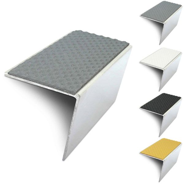Rakeback Tredsafe Stair Nosing 57mm x 55mm Edge Trim With PVC Insert DDA Compliant