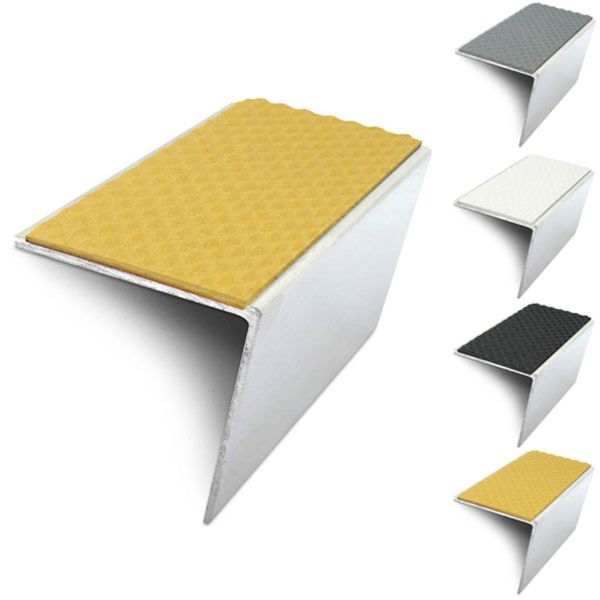 Rakeback Tredsafe Stair Nosing 57mm x 55mm Edge Trim With PVC Insert DDA Compliant
