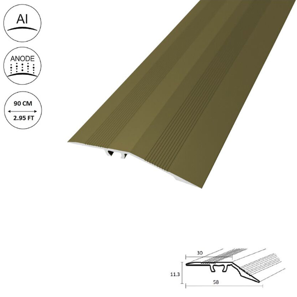 58mm Aluminium Threshold Strip Ramp for Laminate and Tile Transitions