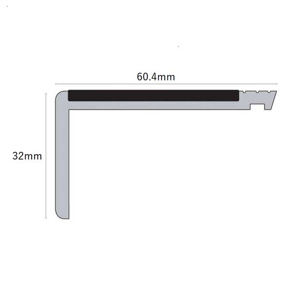 Anti Slip 60.4mm x 32mm Hard PVC Stair Nosing PVC Insert