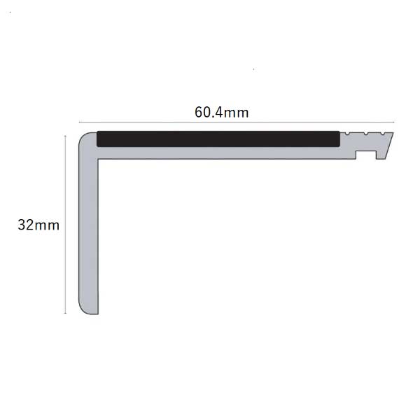 Tredsafe Hard Nose Stair Nosing 60mm x 32mm with PVC Insert