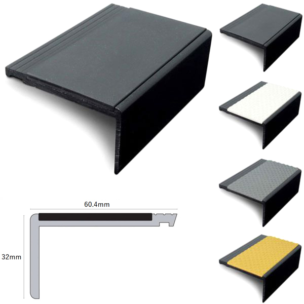 Tredsafe Hard Nose Stair Nosing 60mm x 32mm with PVC Insert