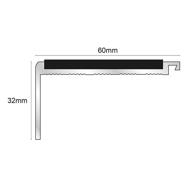 60mm x 32mm Non Slip Commercial Stair Nosing With PVC Insert