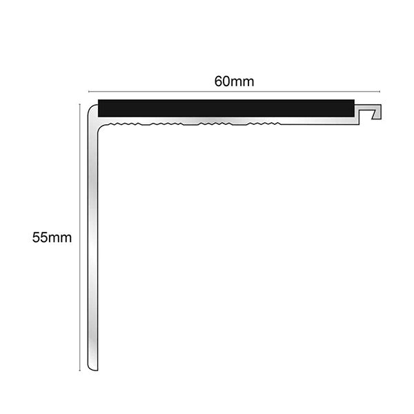 60mm x 55mm Commercial Non Slip Stair Nosing With PVC Insert for Edge Protection