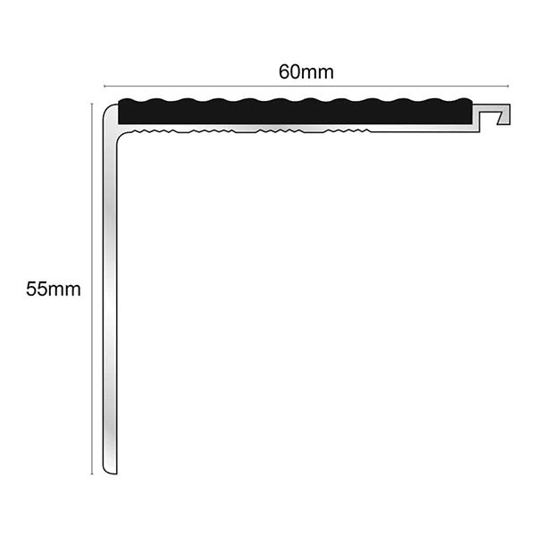 60mm x 55mm Tredsafe External Stair Nosing with PVC Insert