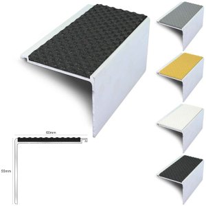 60mm x 55mm Tredsafe External Stair Nosing with PVC Insert
