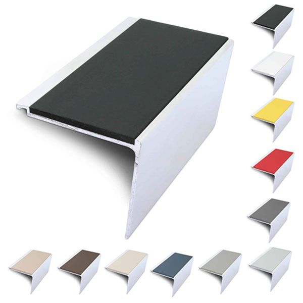 Rakeback 60mm x 55mm Aluminium Non Slip Stair Nosing With PVC Insert