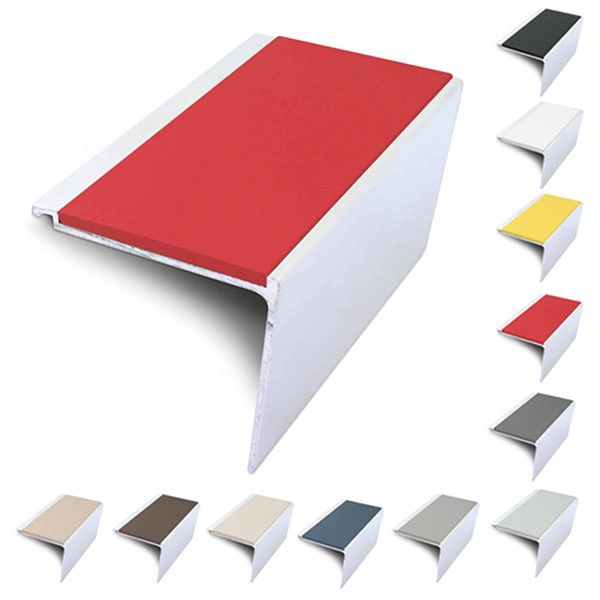 Rakeback 60mm x 55mm Aluminium Non Slip Stair Nosing With PVC Insert