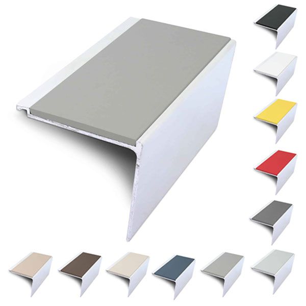 Rakeback 60mm x 55mm Aluminium Non Slip Stair Nosing With PVC Insert