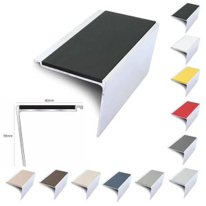 Rakeback 60mm x 55mm Aluminium Non Slip Stair Nosing With PVC Insert