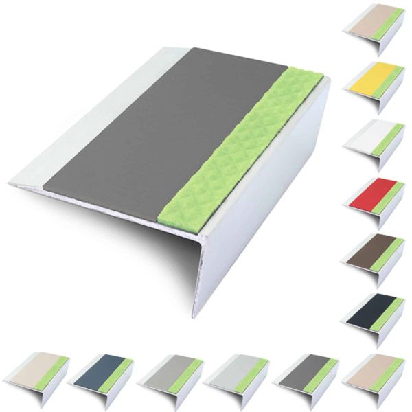 Rakeback Aluminator 66mm x 32mm Stair Nosing Edge Trim With PVC Insert
