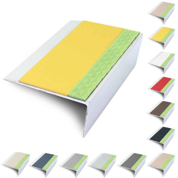Rakeback Aluminator 66mm x 32mm Stair Nosing Edge Trim With PVC Insert