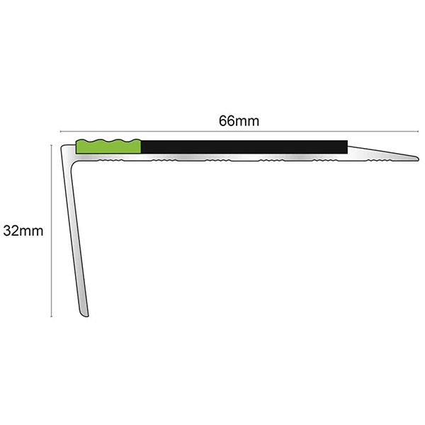 Rakeback Aluminator 66mm x 32mm Stair Nosing Edge Trim With PVC Insert