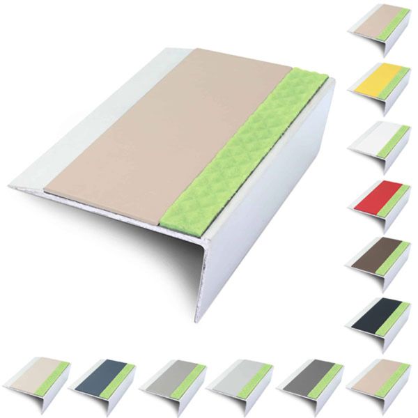 Rakeback Aluminator 66mm x 32mm Stair Nosing Edge Trim With PVC Insert