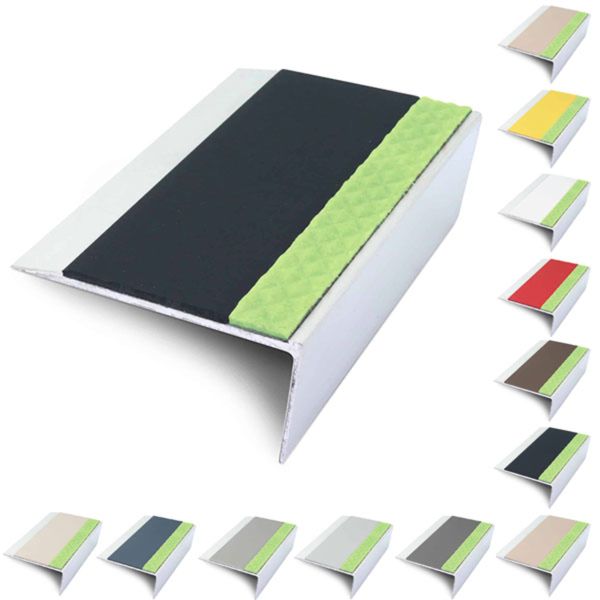 Rakeback Aluminator 66mm x 32mm Stair Nosing Edge Trim With PVC Insert