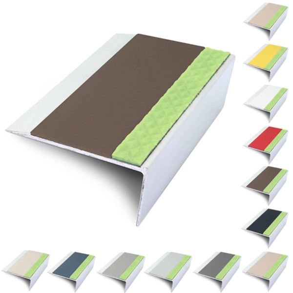 Rakeback Aluminator 66mm x 32mm Stair Nosing Edge Trim With PVC Insert