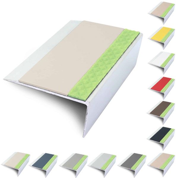 Rakeback Aluminator 66mm x 32mm Stair Nosing Edge Trim With PVC Insert