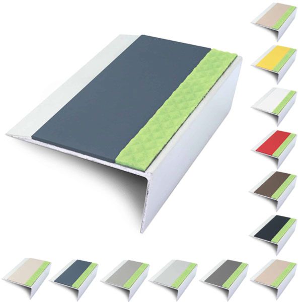 Rakeback Aluminator 66mm x 32mm Stair Nosing Edge Trim With PVC Insert