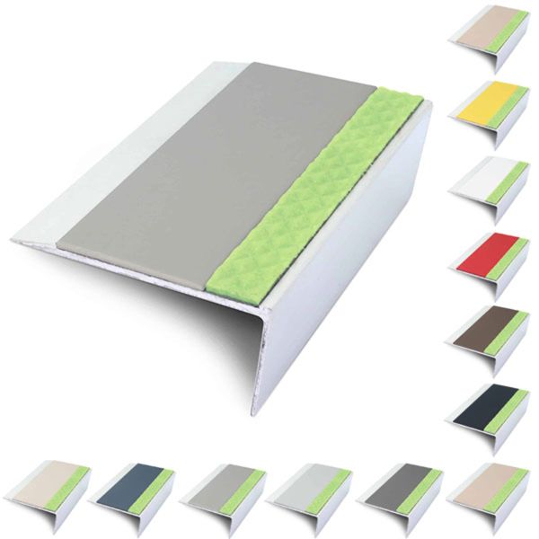 Rakeback Aluminator 66mm x 32mm Stair Nosing Edge Trim With PVC Insert