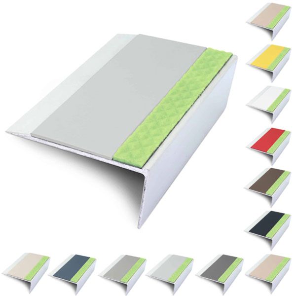 Rakeback Aluminator 66mm x 32mm Stair Nosing Edge Trim With PVC Insert