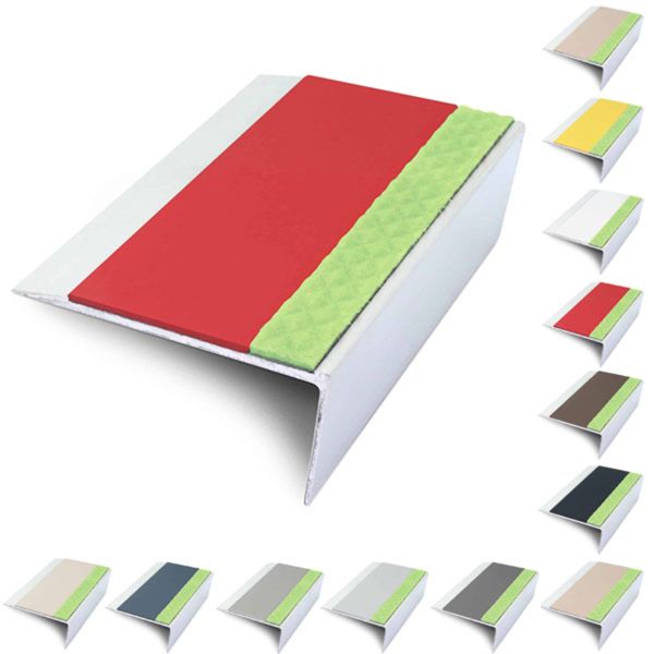 Rakeback Aluminator 66mm x 32mm Stair Nosing Edge Trim With PVC Insert