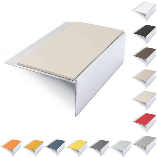Aluminium Stair Nosing 66mm x 32mm Anti Slip Edge Trim With PVC Insert