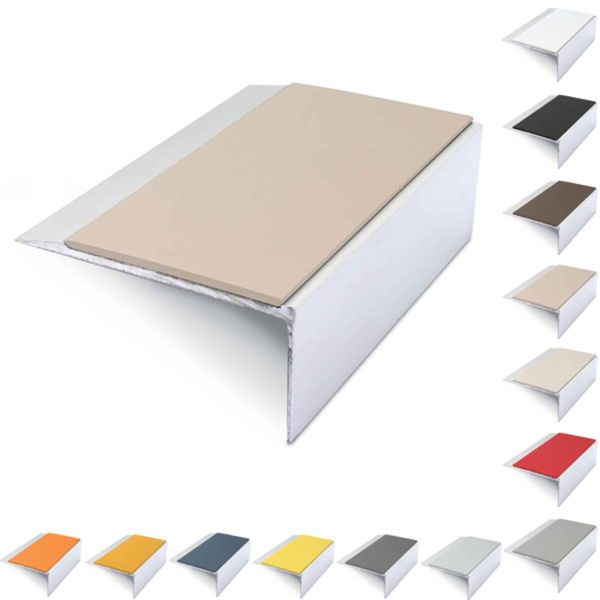 Aluminium Stair Nosing 66mm x 32mm Anti Slip Edge Trim With PVC Insert