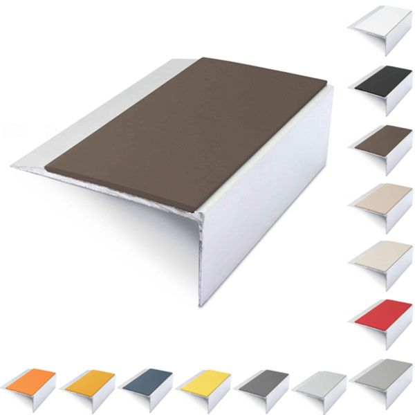 Aluminium Stair Nosing 66mm x 32mm Anti Slip Edge Trim With PVC Insert