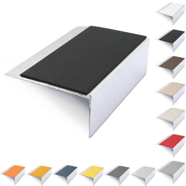 Aluminium Stair Nosing 66mm x 32mm Anti Slip Edge Trim With PVC Insert