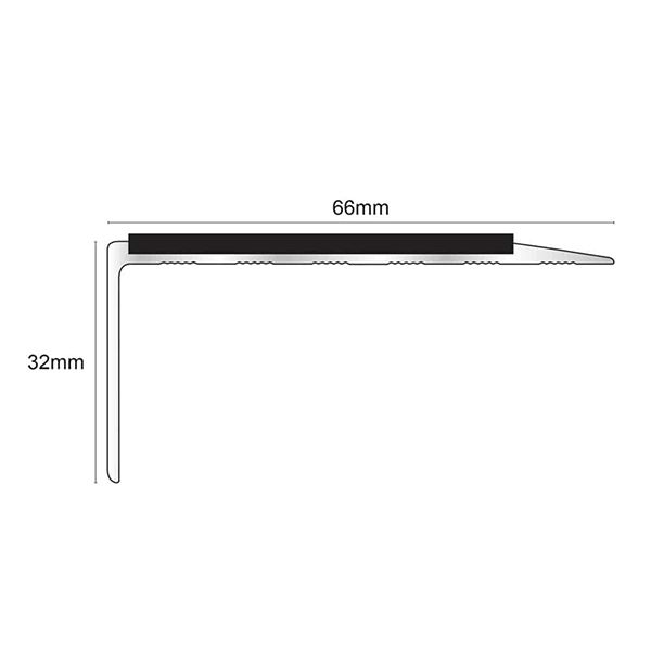 Aluminium Stair Nosing 66mm x 32mm Anti Slip Edge Trim With PVC Insert