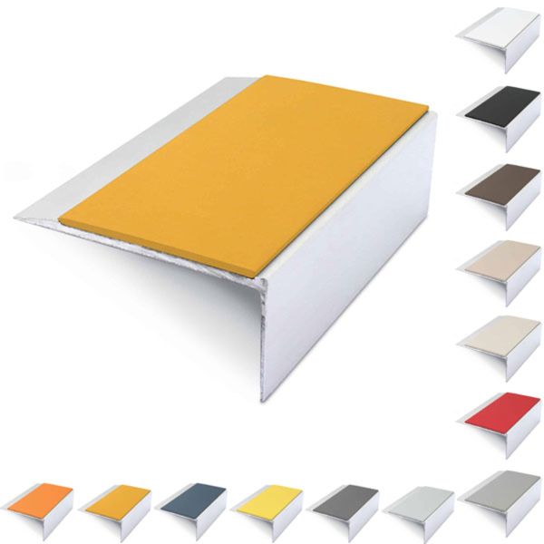 Aluminium Stair Nosing 66mm x 32mm Anti Slip Edge Trim With PVC Insert