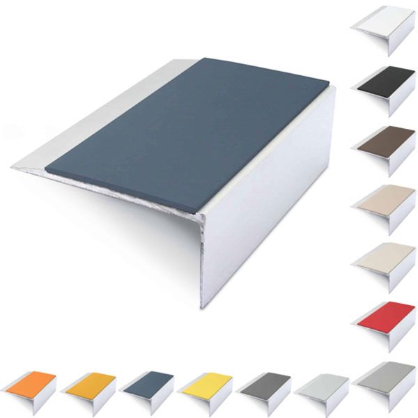 Aluminium Stair Nosing 66mm x 32mm Anti Slip Edge Trim With PVC Insert