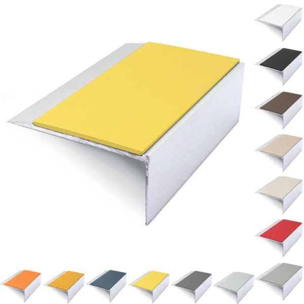 Aluminium Stair Nosing 66mm x 32mm Anti Slip Edge Trim With PVC Insert