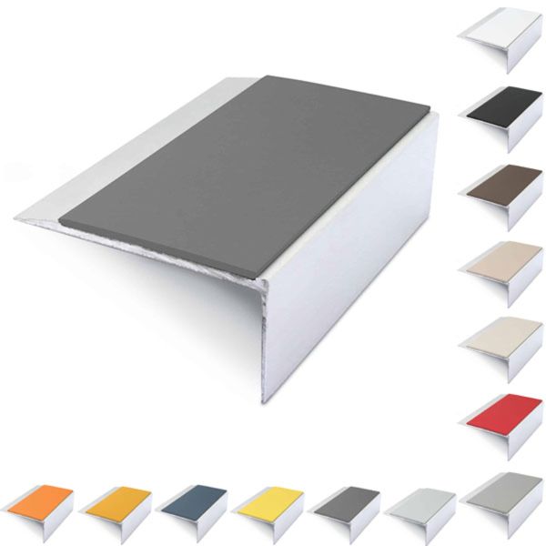 Aluminium Stair Nosing 66mm x 32mm Anti Slip Edge Trim With PVC Insert