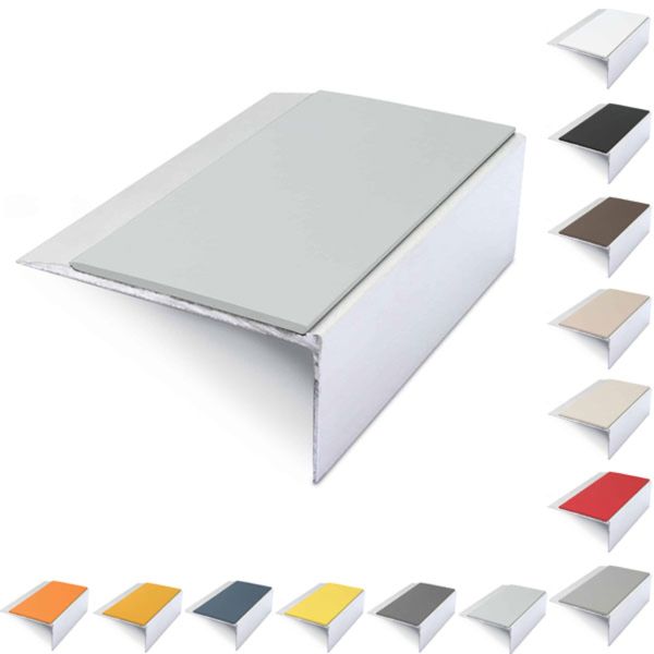 Aluminium Stair Nosing 66mm x 32mm Anti Slip Edge Trim With PVC Insert