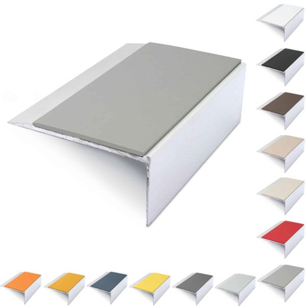 Aluminium Stair Nosing 66mm x 32mm Anti Slip Edge Trim With PVC Insert